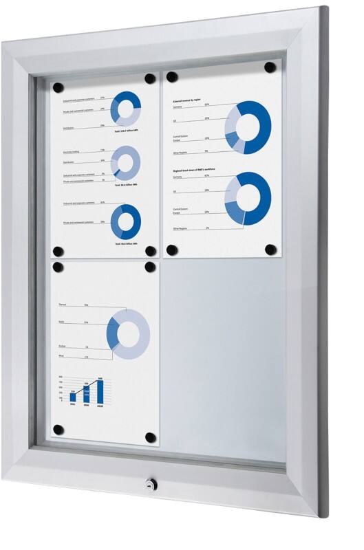 Showdown Vitrine Magnetisch 58,3 (B) x 76 (H) cm Zilver 4 x A4