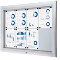 Showdown Vitrine Magnetisch 102,5 (B) x 76 (H) cm Zilver 8 x A4