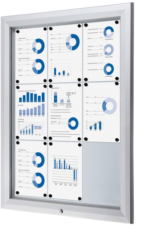 Showdown Vitrine Magnetisch 80.5 (B) x 106.7 (H) cm Zilver 9 x A4