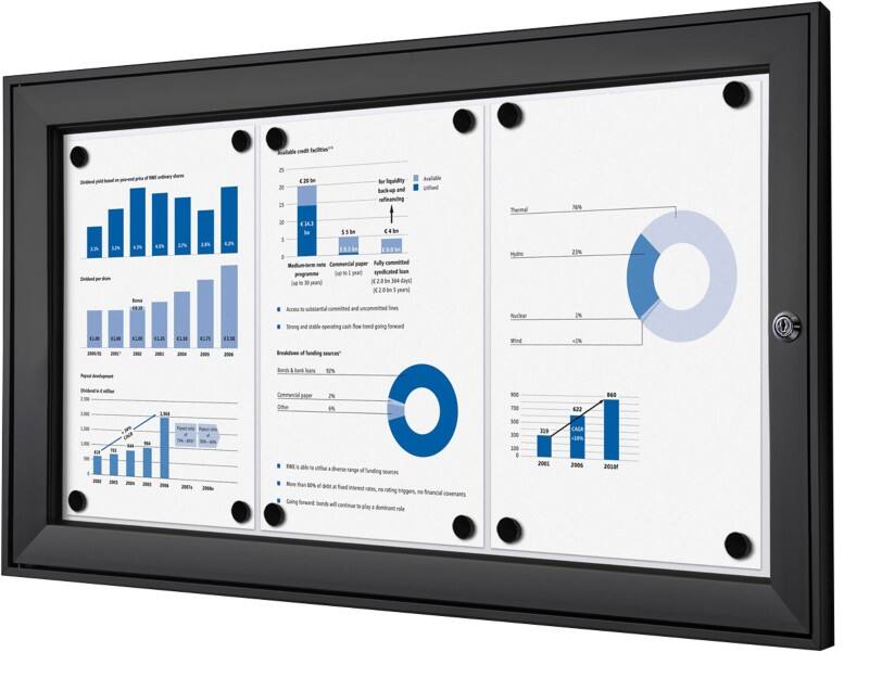 Showdown Vitrine Magnetisch 74,1 (B) x 38,8 (H) cm Zwart 3 x A4