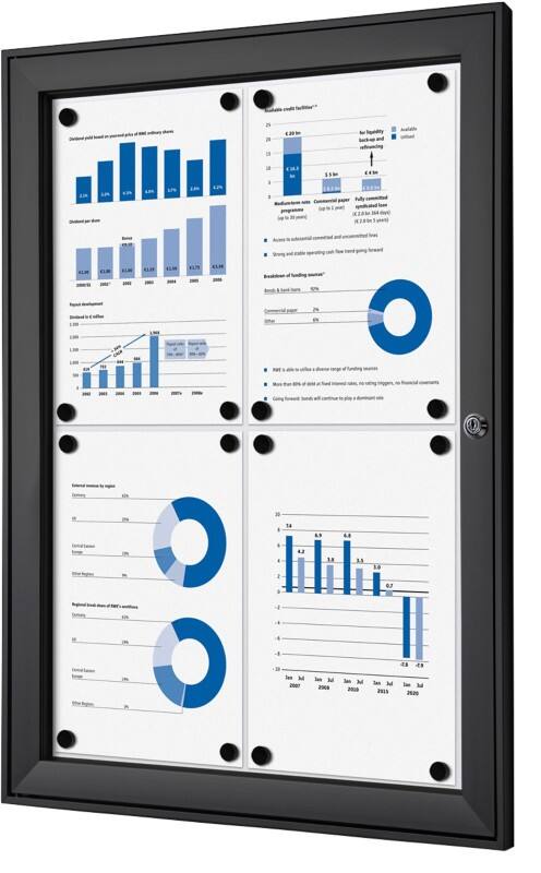 Showdown Vitrine Magnetisch 52,1 (B) x 69,6 (H) cm Zwart 4 x A4