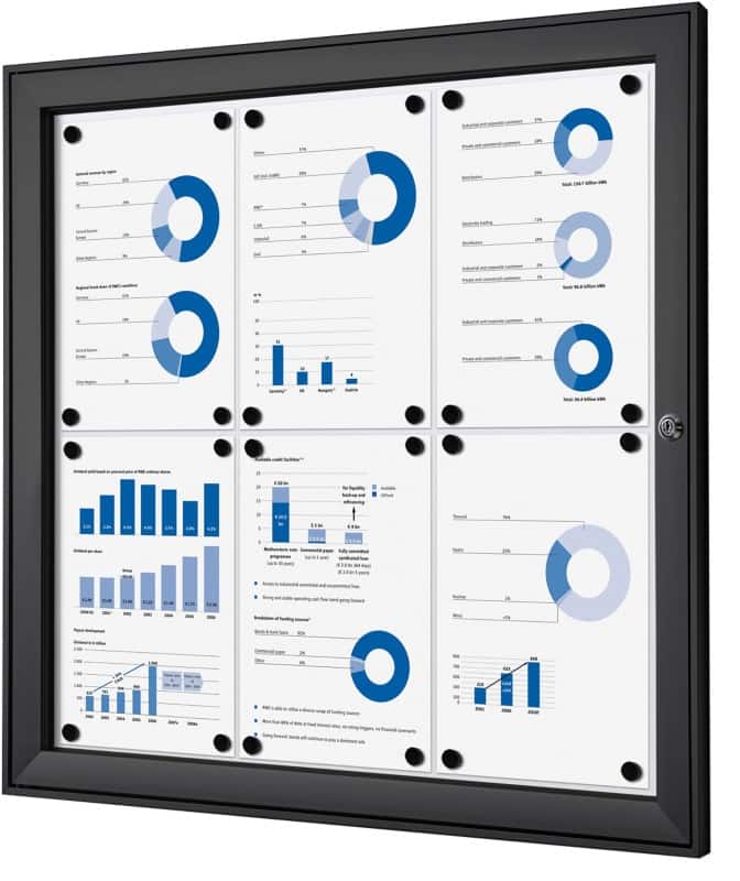 Showdown Vitrine Magnetisch 74,1 (B) x 69,6 (H) cm Zwart 6 x A4
