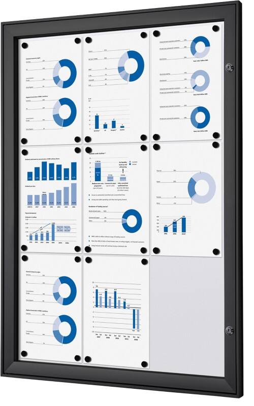 Showdown Vitrine Magnetisch 74,1 (B) x 100,4 (H) cm Zwart 9 x A4