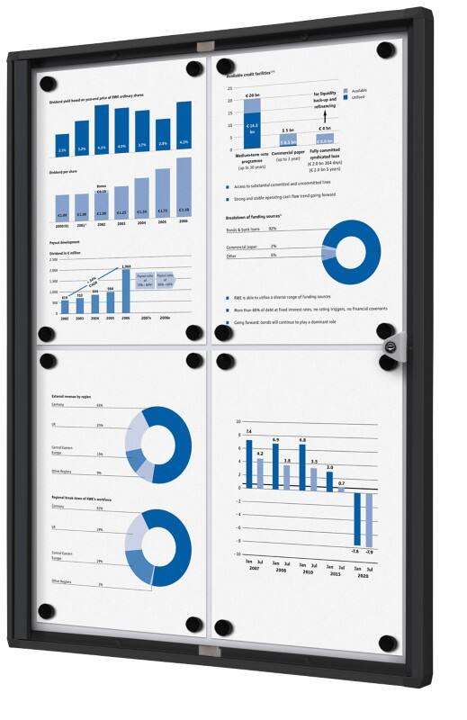 Showdown Vitrine Magnetisch 49,1 (B) x 65,5 (H) cm Zwart 4 x A4