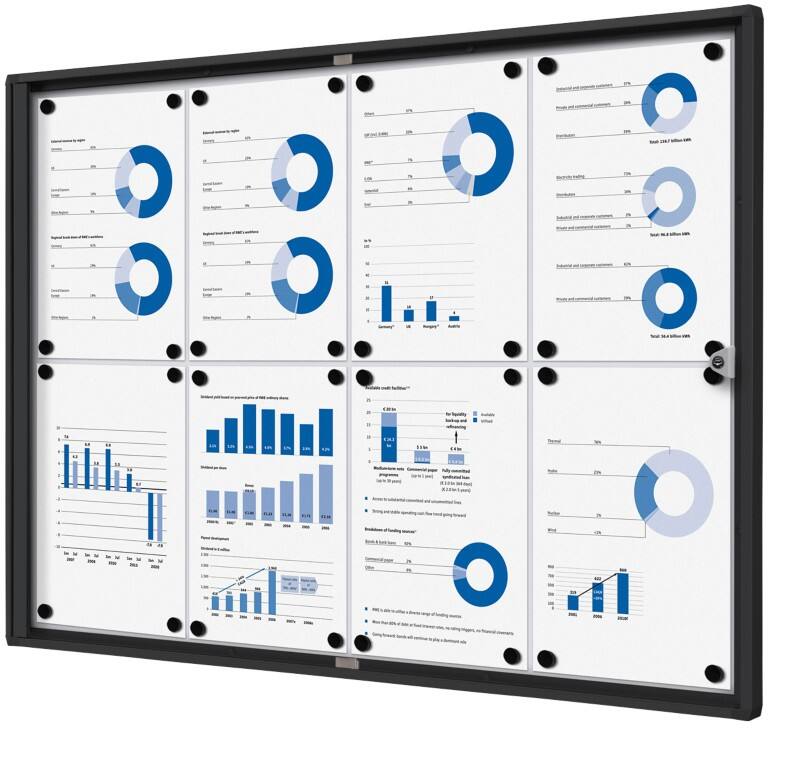 Showdown Vitrine Magnetisch 93,1 (B) x 65,5 (H) cm Zwart 8 x A4