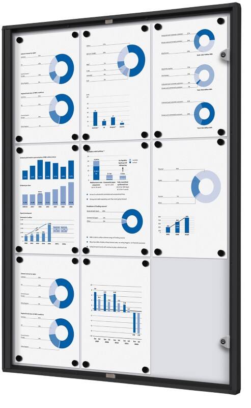 Showdown Vitrine Magnetisch 71,1 (B) x 96,3 (H) cm Zwart 9 x A4