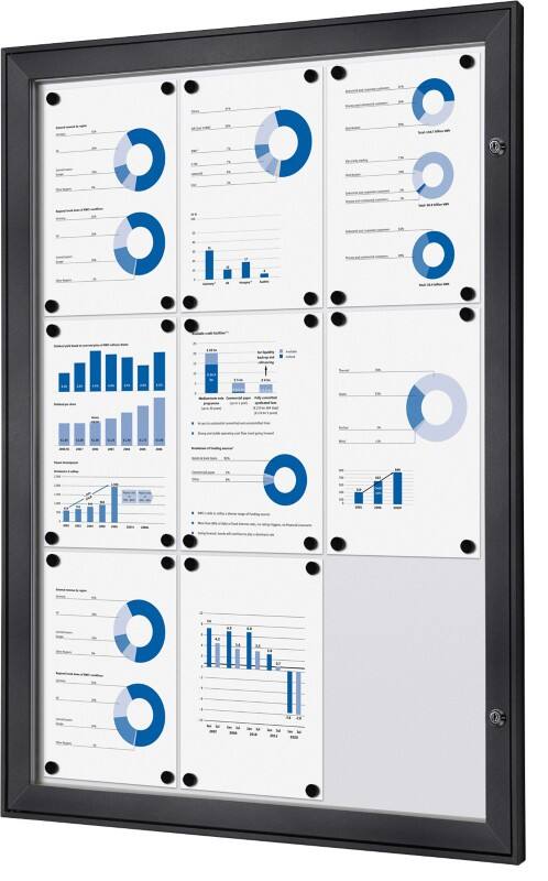 Showdown Vitrine Magnetisch 74,1 (B) x 100,4 (H) cm Antraciet 9 x A4