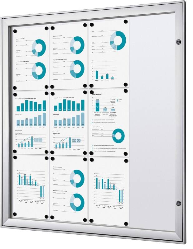 Showdown Vitrine Magnetisch 96,9 (B) x 100,4 (H) cm Zilver 12 x A4