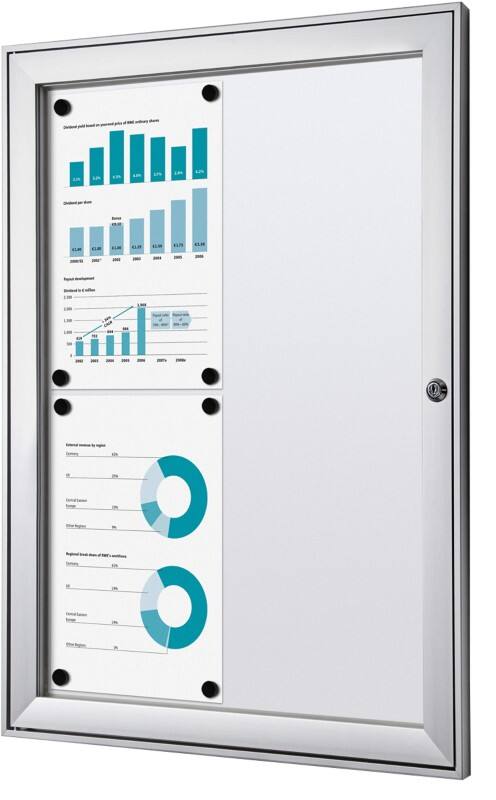 Showdown Vitrine Magnetisch 52,1 (B) x 69,6 (H) cm Zilver 4 x A4