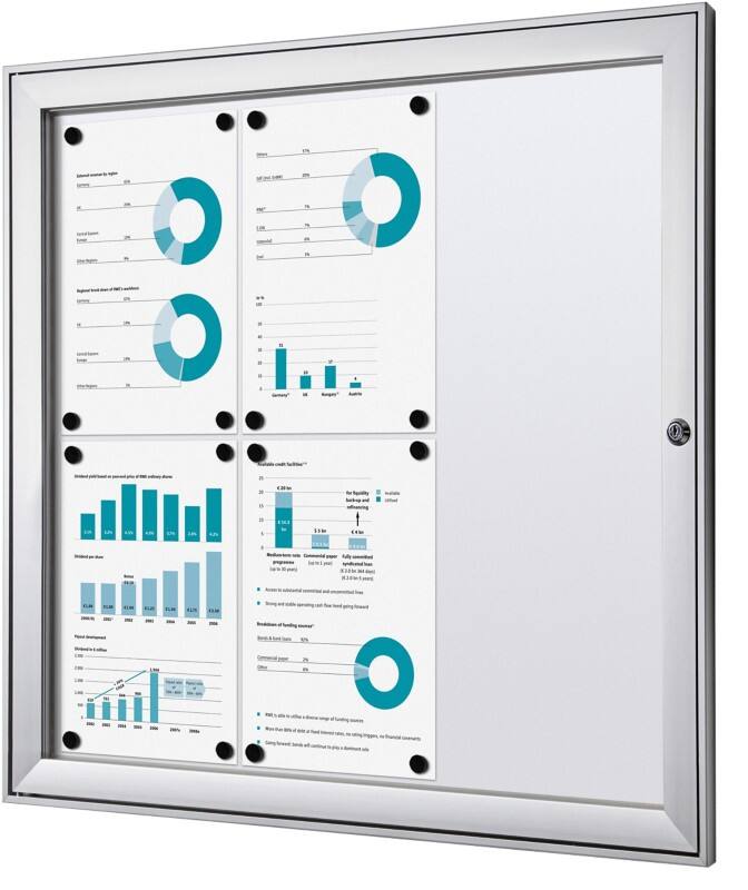 Showdown Vitrine Magnetisch 74,1 (B) x 69,6 (H) cm Zilver 6 x A4