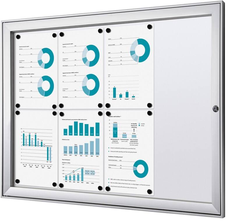 Showdown Vitrine Magnetisch 96,1 (B) x 69,6 (H) cm Zilver 8 x A4