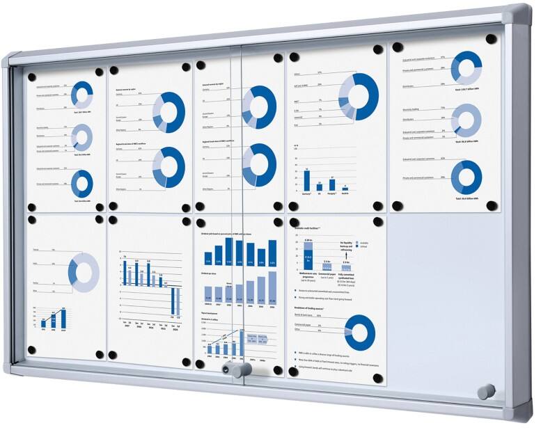 Showdown Vitrine Magnetisch 116 (B) x 67,5 (H) cm Zilver 10 x A4