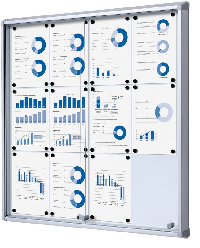 Showdown Vitrine Magnetisch 94 (B) x 98,2 (H) cm Zilver 12 x A4
