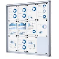 Showdown Vitrine Magnetisch 94 (B) x 98,2 (H) cm Zilver 12 x A4