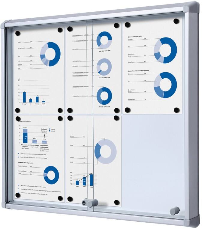 Showdown Vitrine Magnetisch 72 (B) x 67,5 (H) cm Zilver 6 x A4