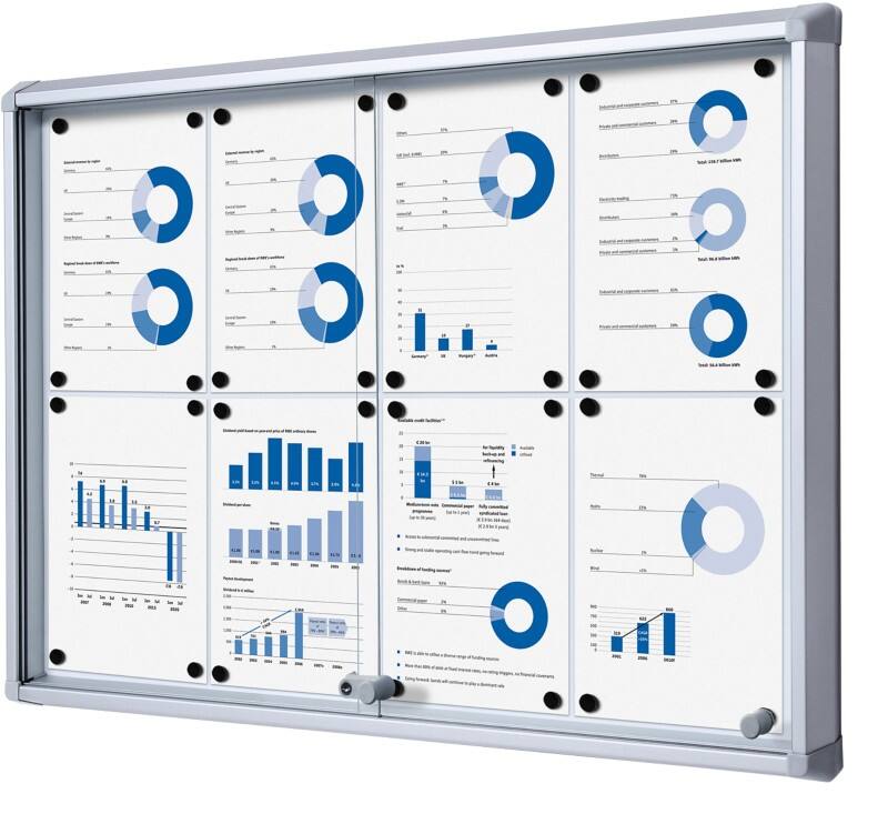 Showdown Vitrine Magnetisch 94 (B) x 67,5 (H) cm Zilver 8 x A4