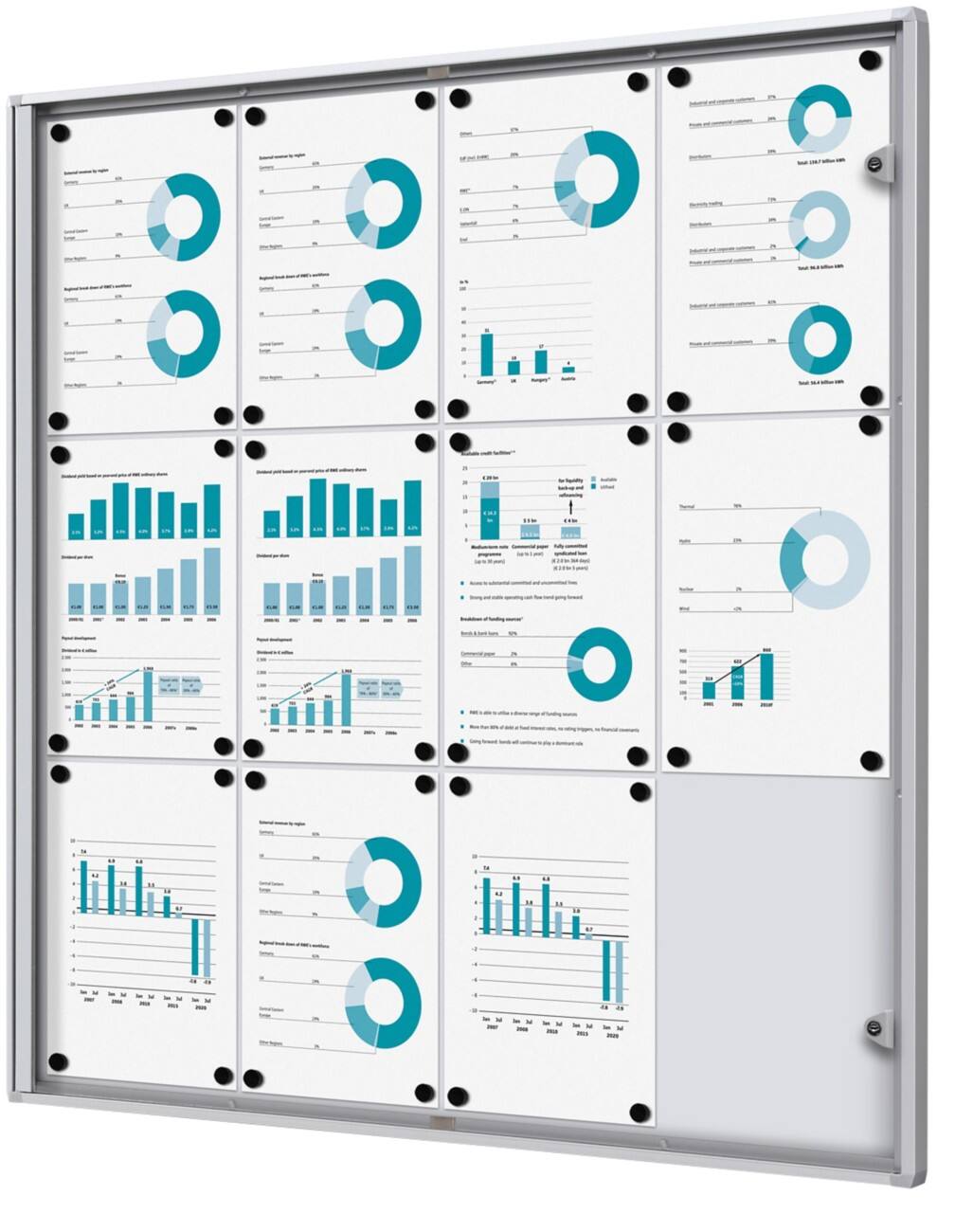 Showdown Vitrine Magnetisch 93,1 (B) x 96,3 (H) cm Zilver 12 x A4