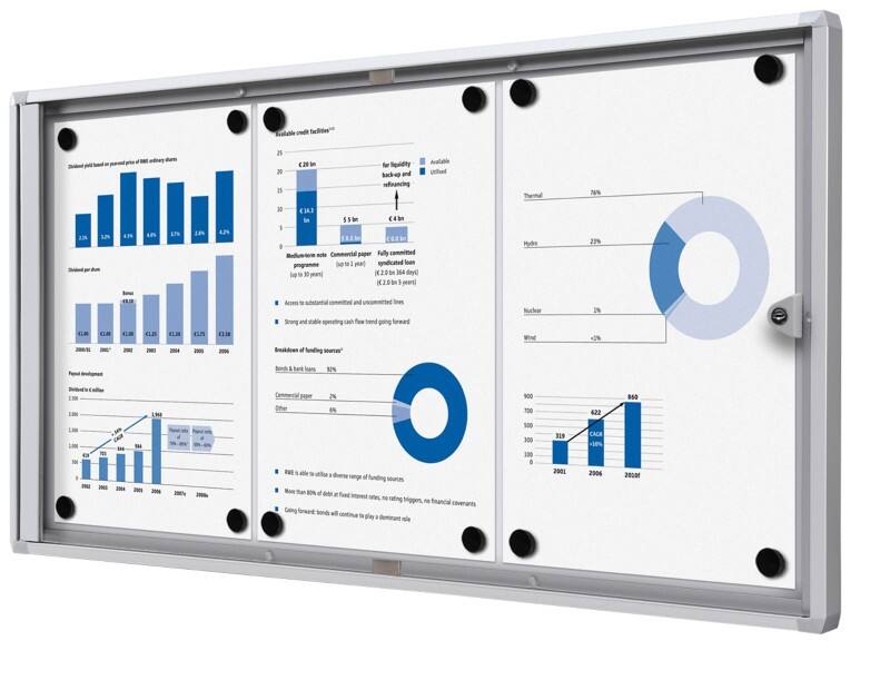 Showdown Vitrine Magnetisch 71,1 (B) x 35 (H) cm Zilver 3 x A4