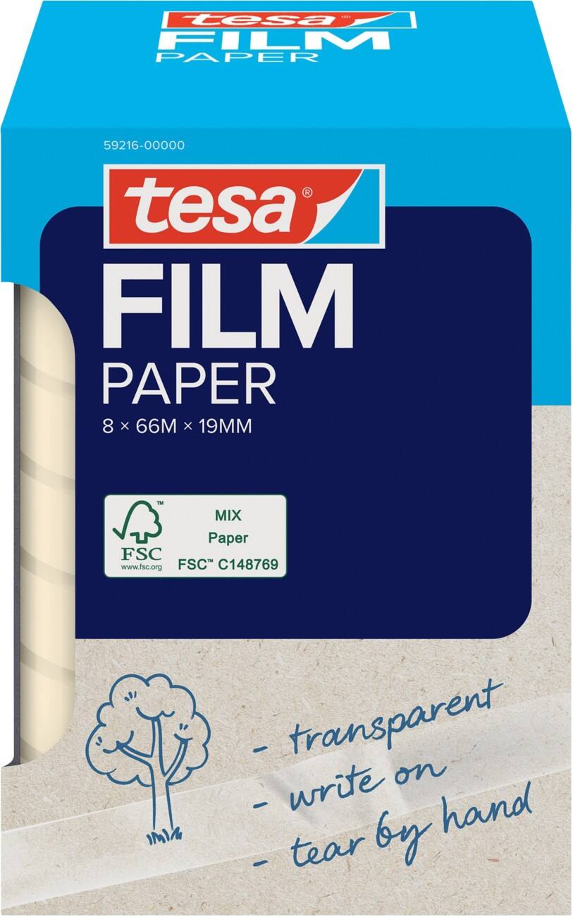 tesa Kleefband tesafilm 59216-00000 Transparant 19 mm (B) x 66 m (L) Papier Laag Geluidsniveau 12 Rollen à 66 m