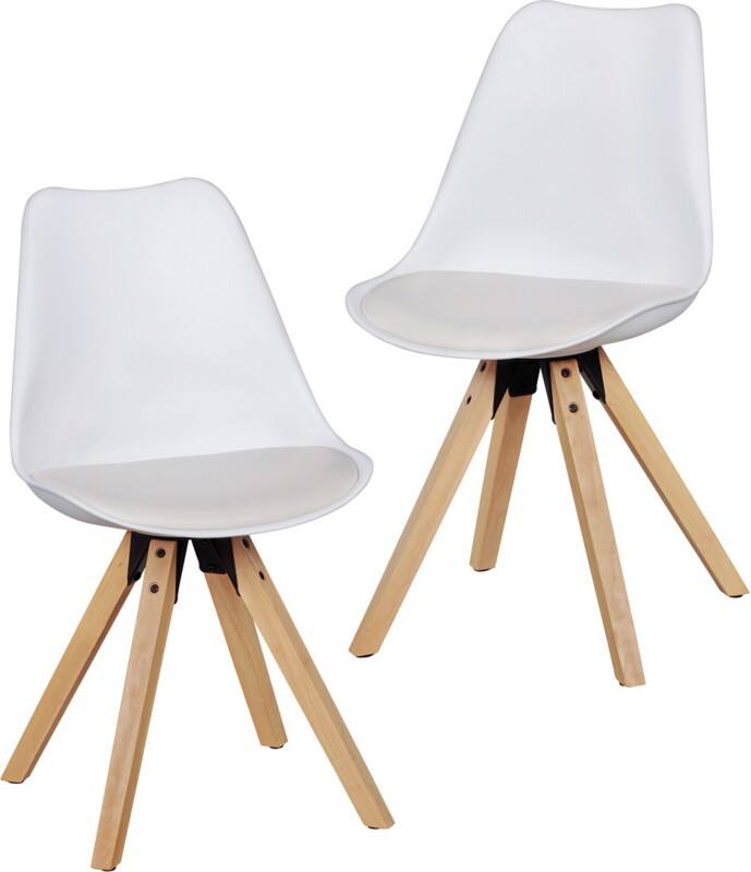 WOHNLING Eetkamerstoel WL5.024 Kunstleer Wit 2 Stuks