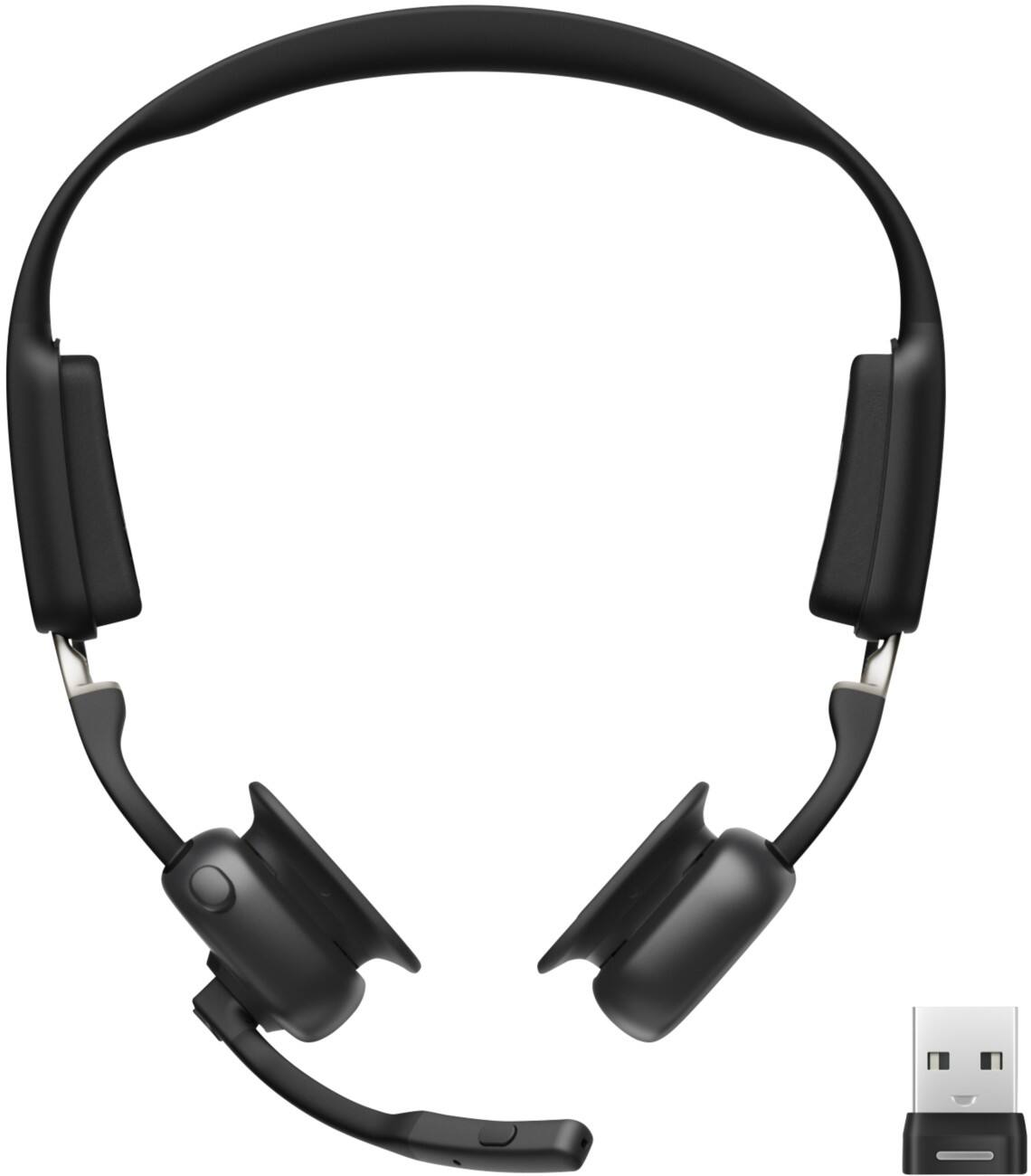 SHOKZ OpenMeet UC Draadloos Headset Bluetooth USB-A-adapter Botgeleiding Zwart