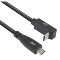 ACT USB-C-kabel 0,5 M Recht naar boven/beneden gebogen USB 3.0 10 Gbps 60 W Zwart