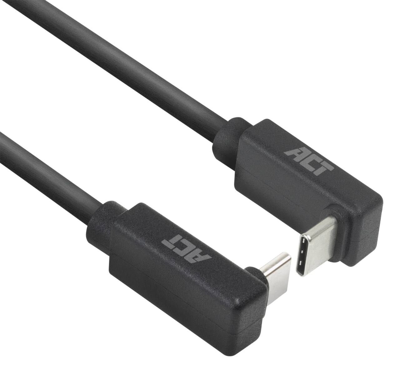 ACT USB-C-kabel 1 m Schuin omhoog/omlaag naar schuin omhoog/omlaag USB 3.0 10 Gbps 60 W Zwart