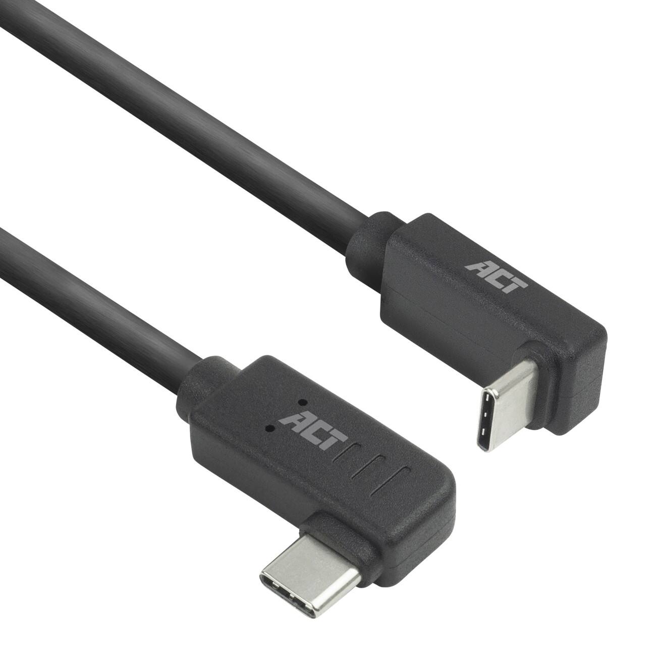 ACT USB-C-kabel 0,5 M links/rechts gebogen naar boven/beneden gebogen USB 3.0 10 Gbps 60 W Zwart