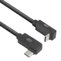 ACT USB-C-kabel 0,5 M links/rechts gebogen naar boven/beneden gebogen USB 3.0 10 Gbps 60 W Zwart