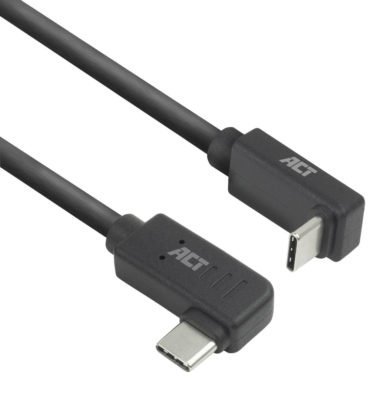 ACT USB-C-kabel 1 M links/rechts gebogen naar boven/beneden gebogen USB 3.0 10 Gbps 60 W Zwart