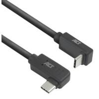 ACT USB-C-kabel 1 M links/rechts gebogen naar boven/beneden gebogen USB 3.0 10 Gbps 60 W Zwart