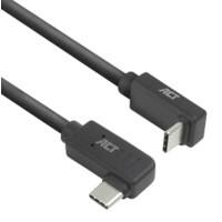 ACT USB-C-kabel 2 M links/rechts gebogen naar boven/beneden gebogen USB 3.0 10 Gbps 60 W Zwart