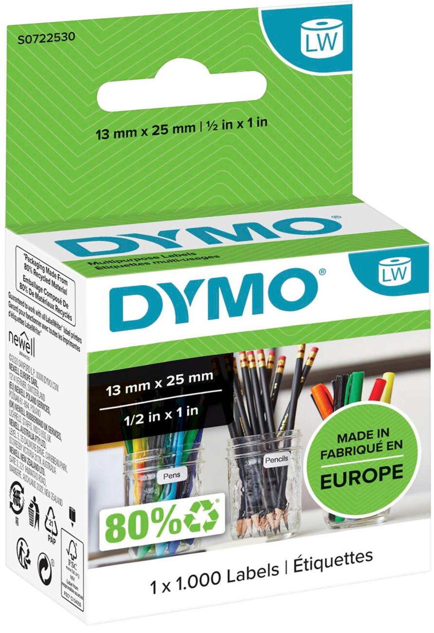 DYMO LW Etiketten Origineel 11353 S0722530 Zelfklevend Zwart op wit 13 x 25 mm 1000 Etiketten
