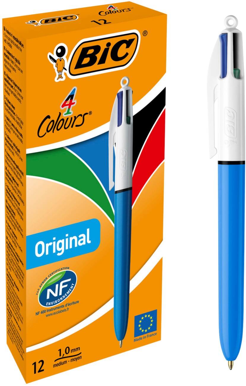 BIC 4 Colours Intrekbaar Balpen Multikleur 0,4 mm Medium Balpen Navulbaar 12 Stuks
