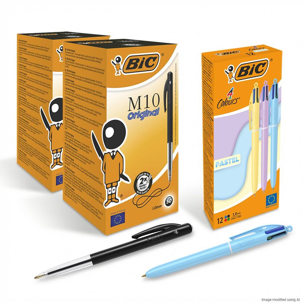 BIC M10 Original Intrekbaar Balpen Blauw 0,4 mm Medium Balpen Niet navulbaar 50 Stuks + BIC 4 Colours 517320 Balpen Multikleur 1 mm Medium Balpen Navulbaar 12 Stuks