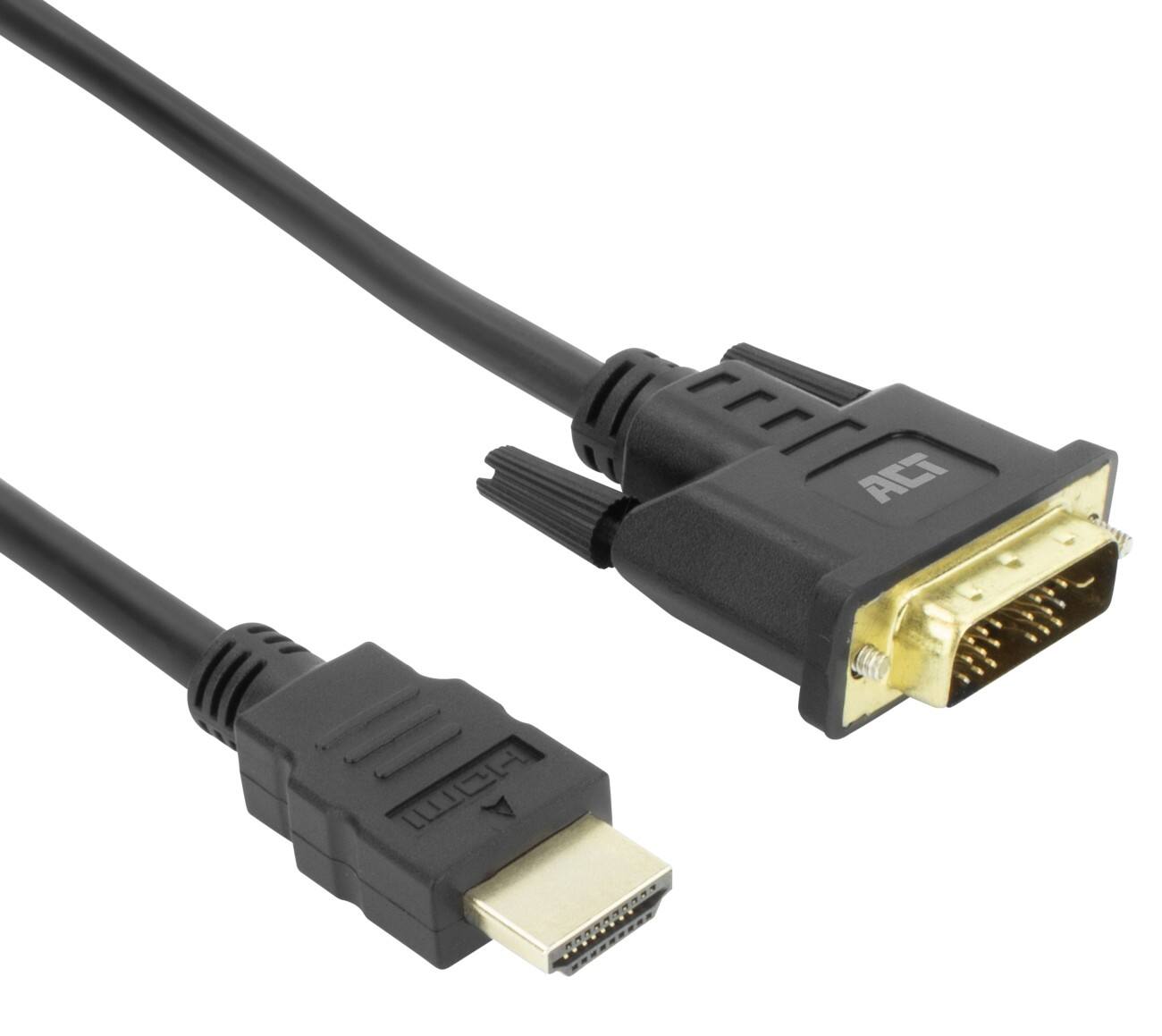 ACT HDMI naar DVI-D Kabel - HDMI-A Male naar DVI 18+1-pin Male 1 m Zwart