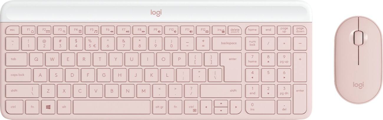 Logitech Slim MK470 Draadloos Toetsenbord en muis Roze 920-011322