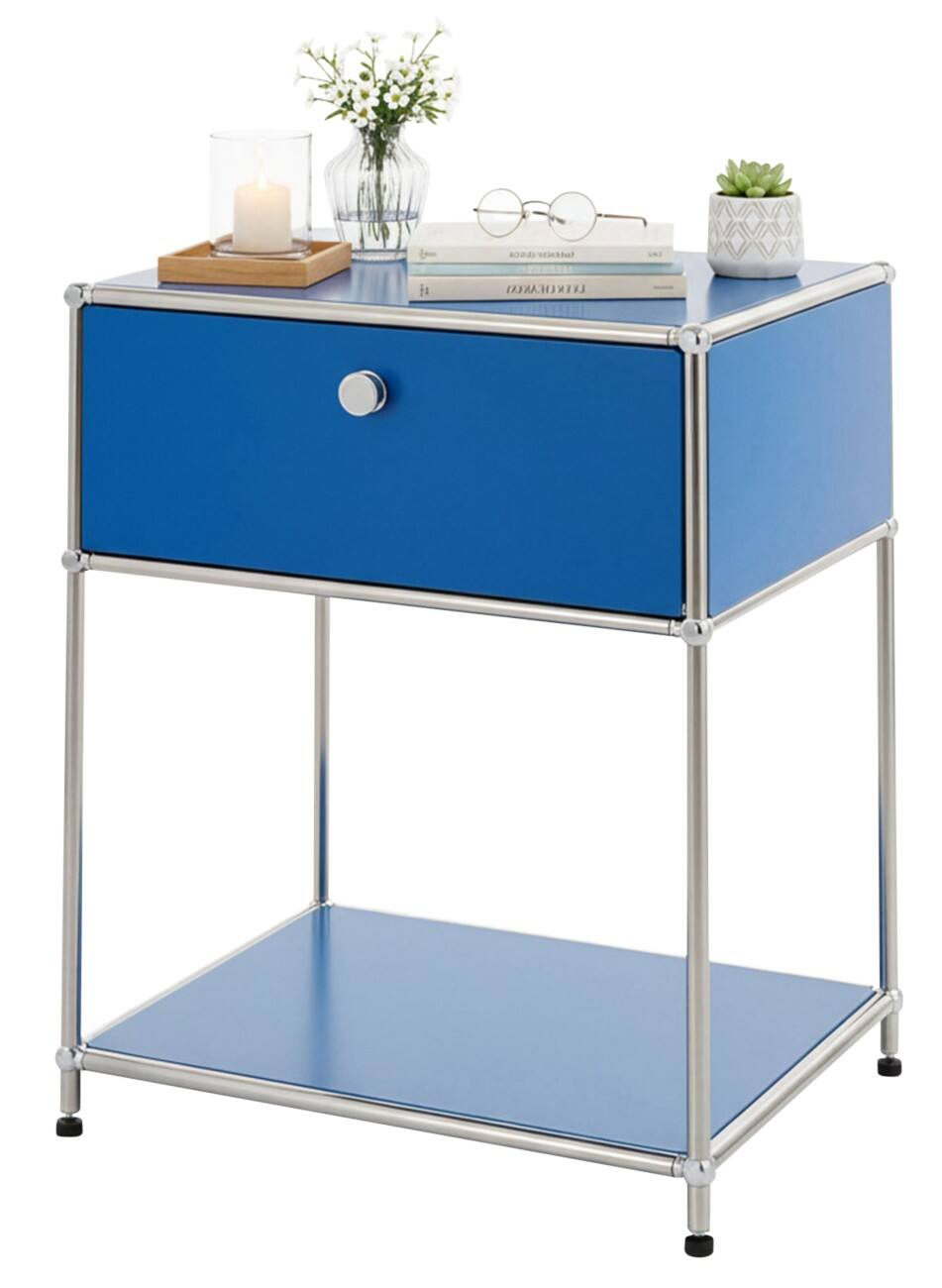 Floordirekt Concept Epure Staal Bijzettafel 500 x 400 x 650 mm Blauw