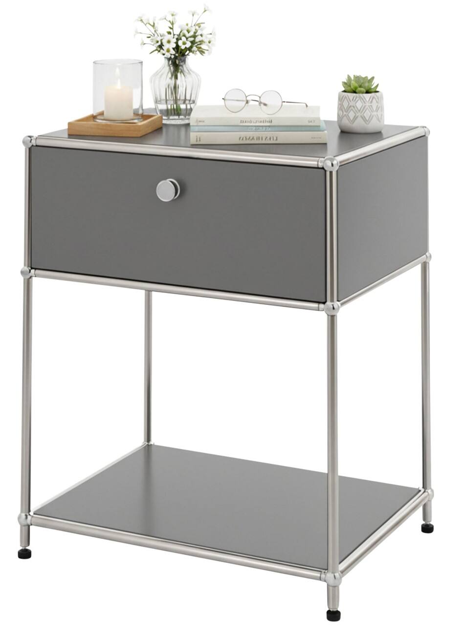 Floordirekt Concept Epure Staal Bijzettafel 500 x 400 x 650 mm Grijs
