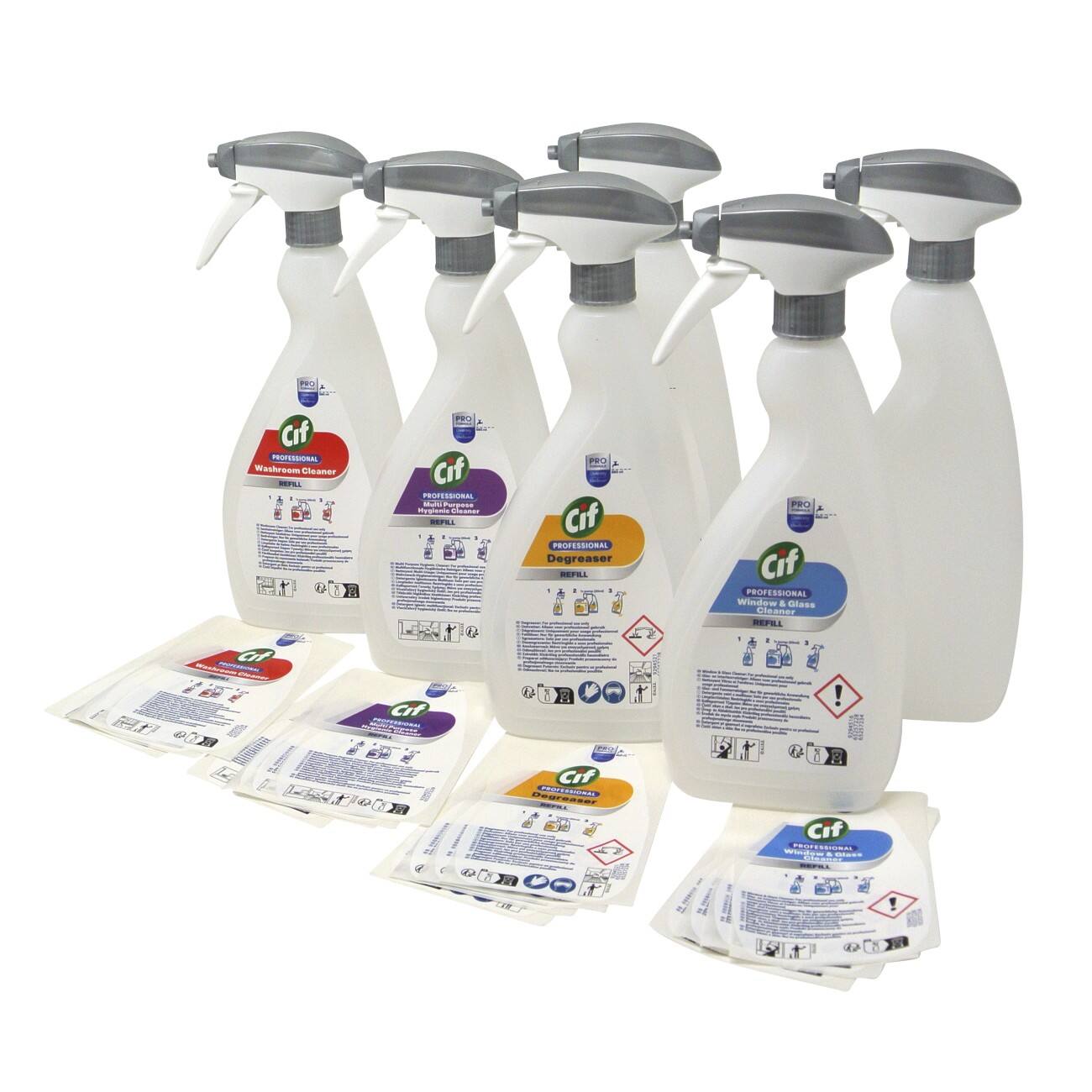 Cif Professional Sprayflacon Kleurenassortiment 19 (W) x 23,6 (D) x 29,7 (H) cm 9312819 6 stuks à 750 ml