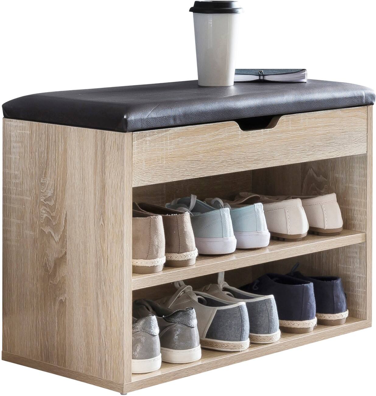 WOHNLING Bank met schoenenrek Bruin