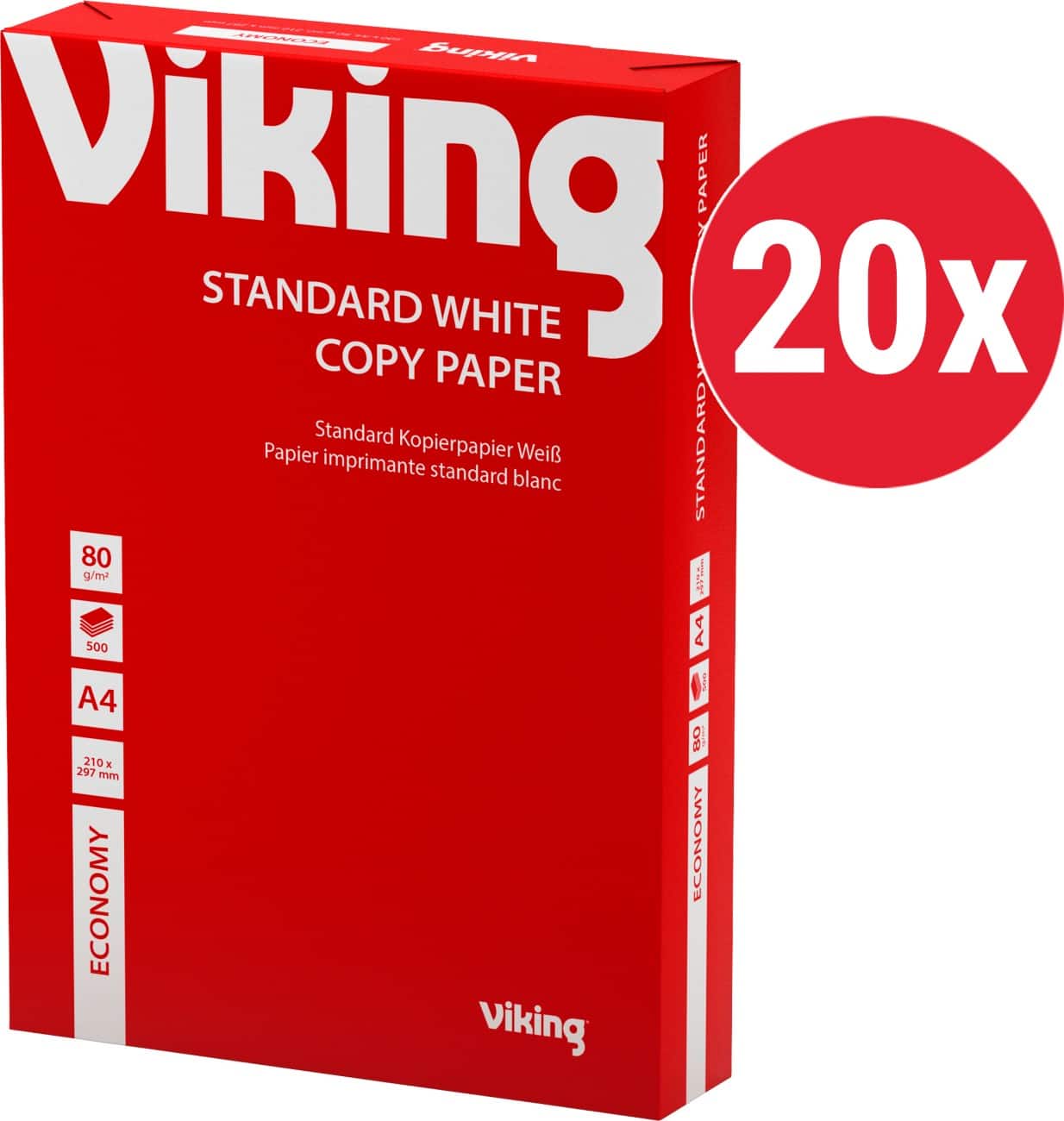Viking Economy A4 Kopieerpapier 80 g/m² 146 CIE 20 Pakken à 500 Vellen