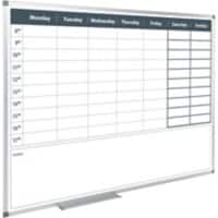 Magnetisch whiteboard Maandplanning Hoekbevestiging 90 (b) x 60 (h) cm Metaal Wit