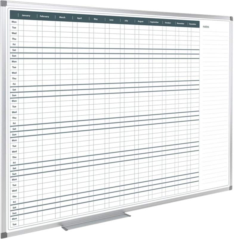 Jaarplanner Magnetisch Hoekbevestiging 90 (B) x 60 (H) cm Metaal Wit
