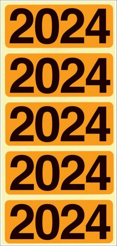 Bene zelfklevende jaartal rugetiketten 2024 Oranje 48 x 19 mm Pak van 100