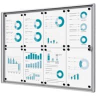SHOWDOWN Vergrendelbaar notitiebord Magnetisch 8 x A4 Afsluitbaar 93,1 (B) x 65,5 (H) cm Zilver
