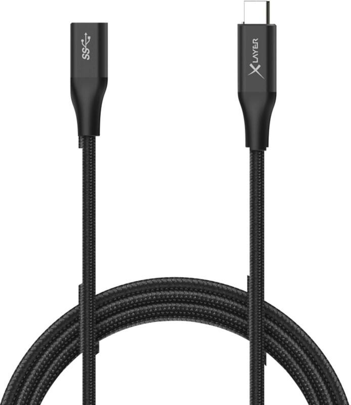XLayer Colour Line USB-C-kabel USB-C Male naar USB-C USB-C female Zwart 1,5 m