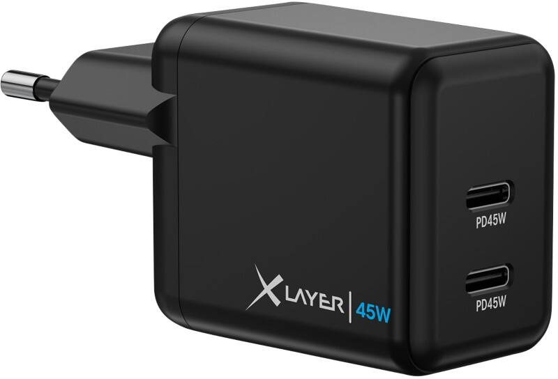 XLayer Oplader 45W 2 x USB-C PD45W Zwart