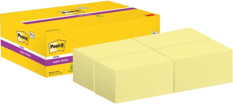 Post-it Super Sticky Notes 76 x 127 mm Geel 24 Blokken à 90 Vellen Value Pack 20+4 Gratis