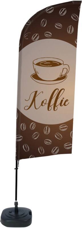 SHOWDOWN Coffee Windvorm Strandvlag 330 x 89 cm Enkel Aluminium